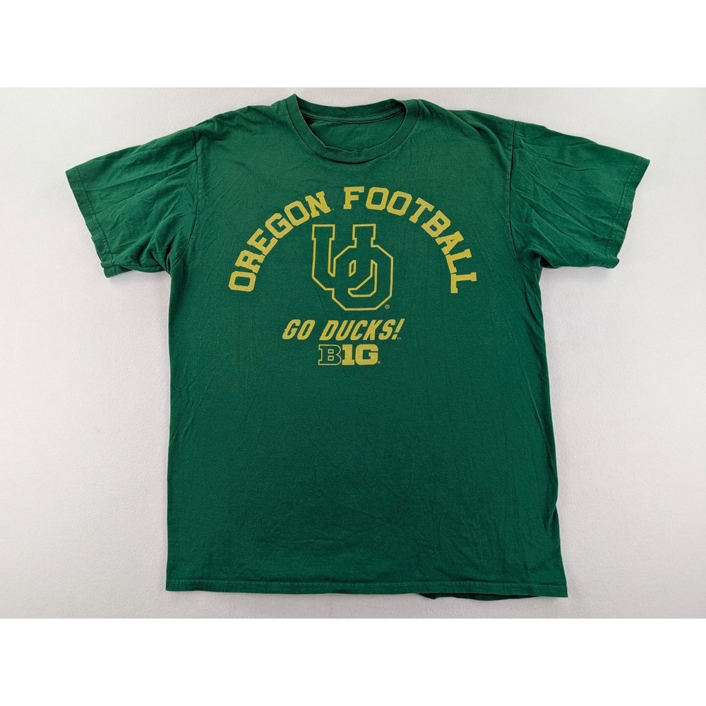 Oregon Ducks Football B1G Big Ten T-Shirt Mens L Green Yellow UO Go Ducks NCAA